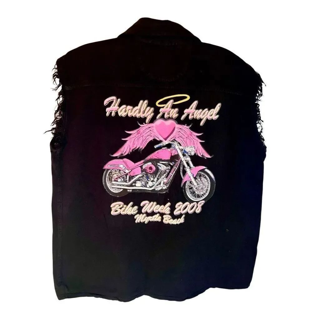 Hardly An Angel 2008 Myrtle Beach Bike Week Womens B/D Sleeveless Shirt Medium
